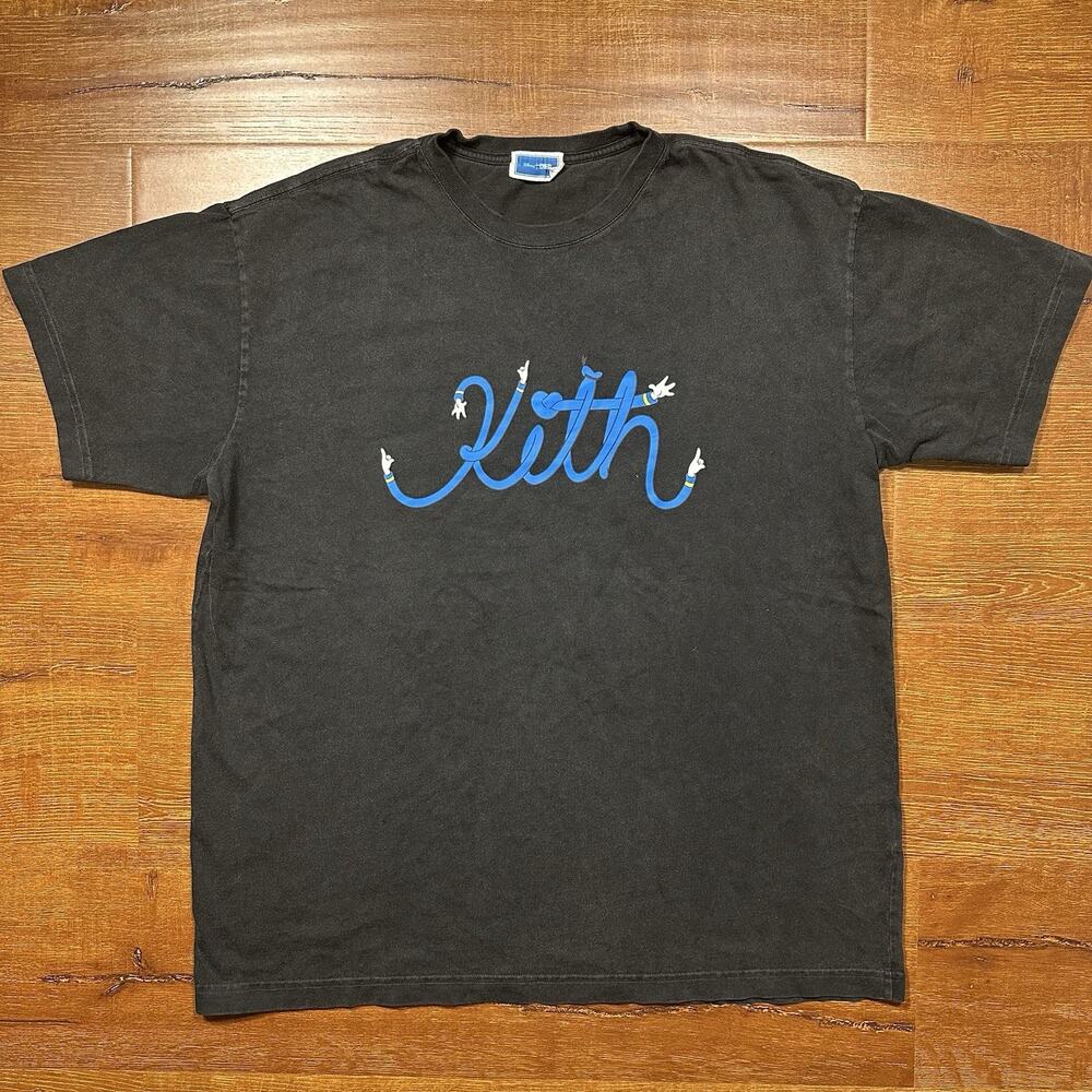 Kith X Disney Donald Duck T Shirt Men L Black Short Sleeve Acid Wash Ronnie Fieg